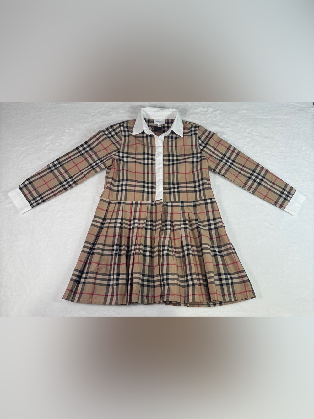 Burberry London England Girls Nova Check Shirt Dress Size 130 Plaid Long Sleeve